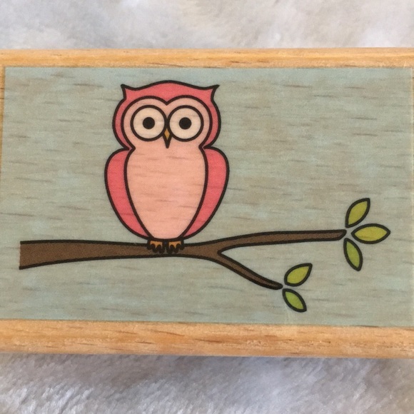 Owl On Tree Branch Rubber Art Stamp NWT wood rubber 2.25”x 1x1.50” - Picture 9 of 9